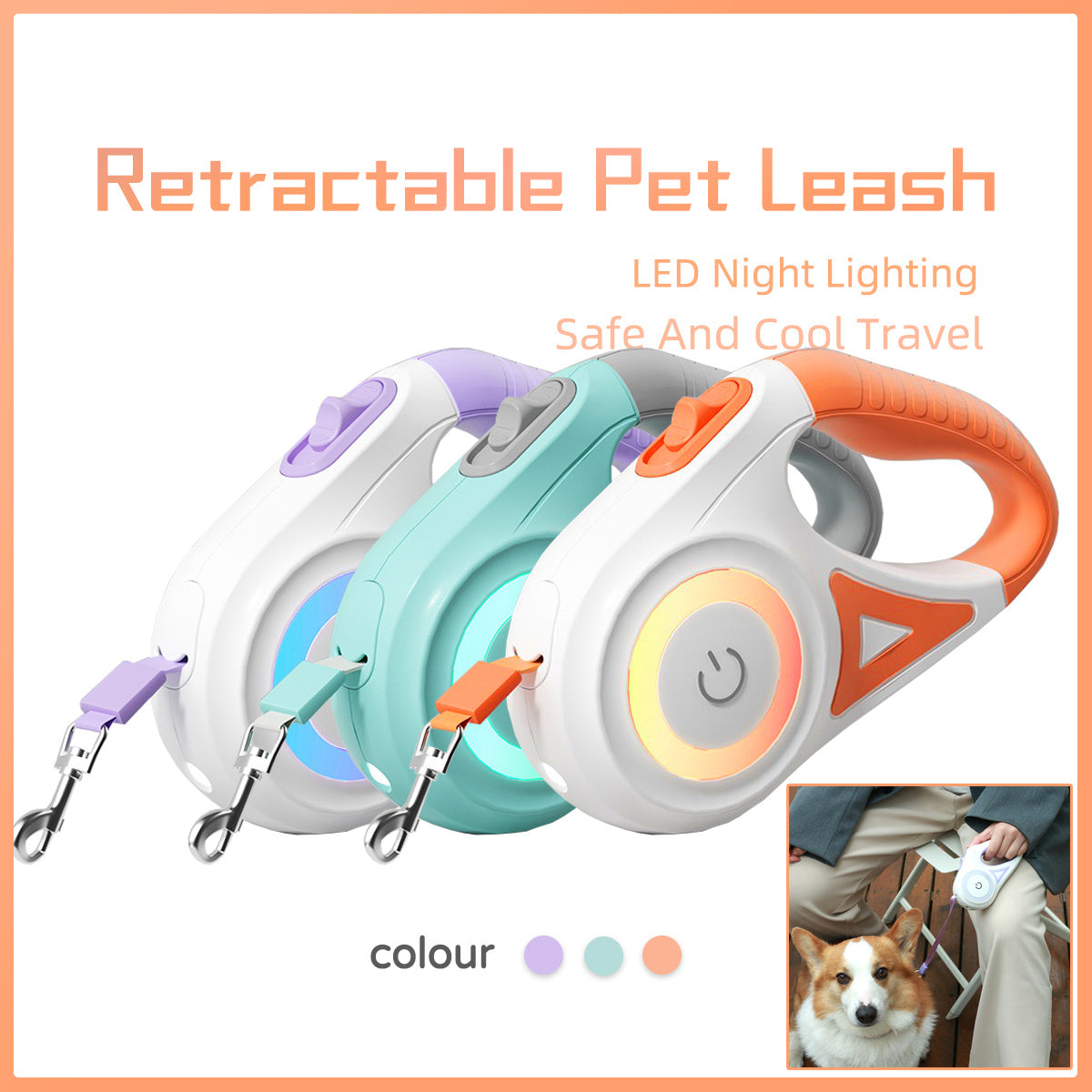 Retractable Dog Leash with Light
